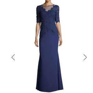 NWT Rickie Freeman for Teri Jon Navy Blue Gown
